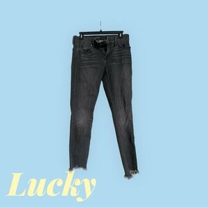 Lucky brand size 28 Stella skinny Gray Jeans with frayed ends